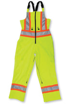 Load image into Gallery viewer, Woman&#39;s Lime Green Poly-Spandex Hi-Visibility Bib Rain Pant - Style #1000
