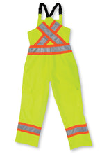 Load image into Gallery viewer, Woman&#39;s Lime Green Poly-Spandex Hi-Visibility Bib Rain Pant - Style #1000
