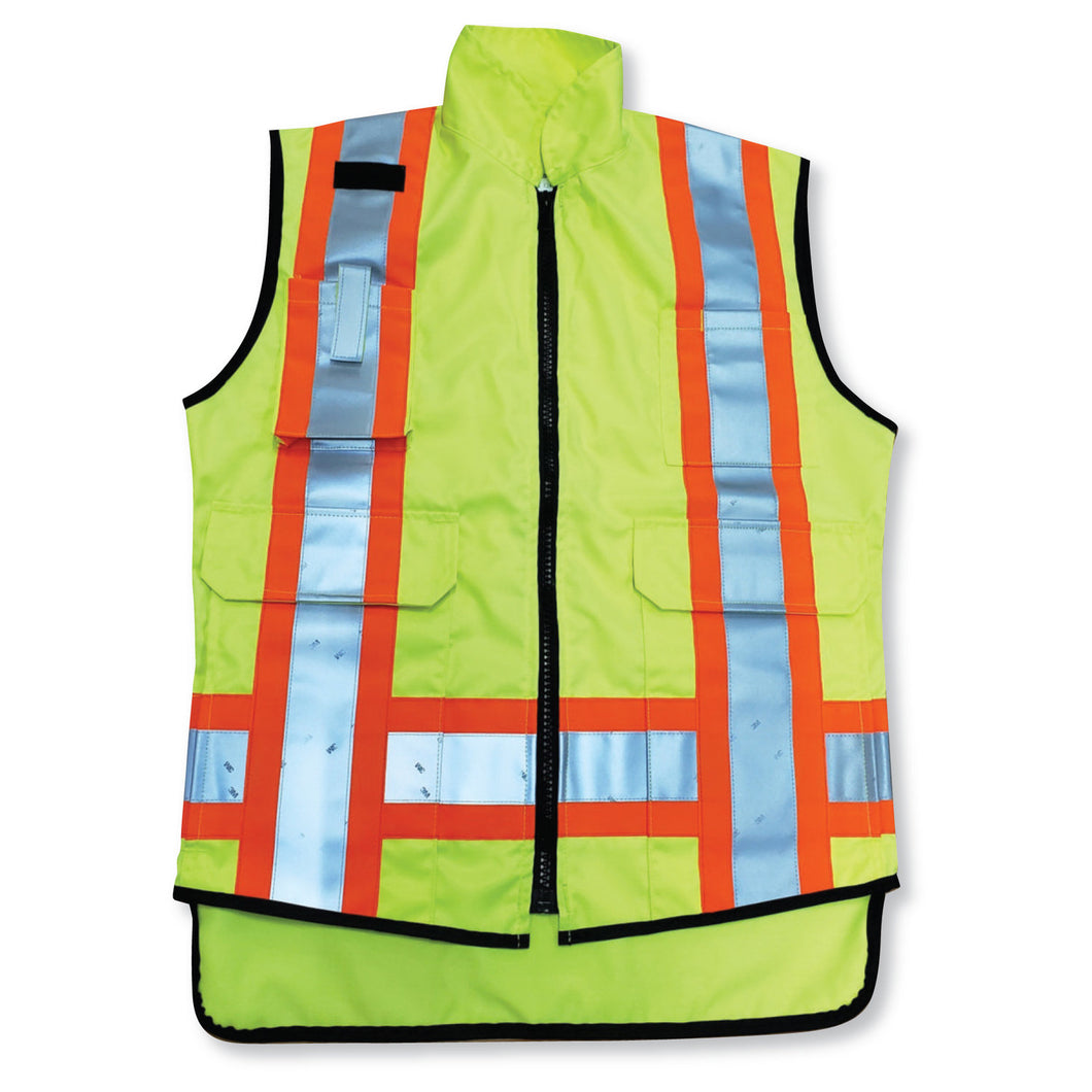 Lime Green Poly/Cotton Supervisor Safety Vest - Style #022