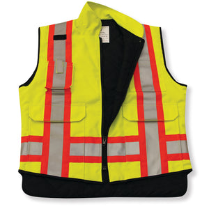Lime Green Quilted Poly/Cotton Supervisor Safety Vest - Style #022Q