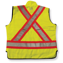 Load image into Gallery viewer, Lime Green Quilted Poly/Cotton Supervisor Safety Vest - Style #022Q
